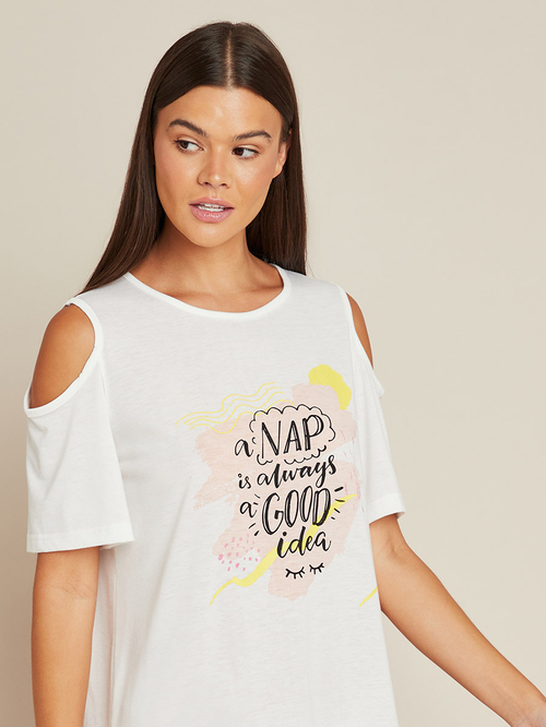 Cold shoulder tee shirt dress deals