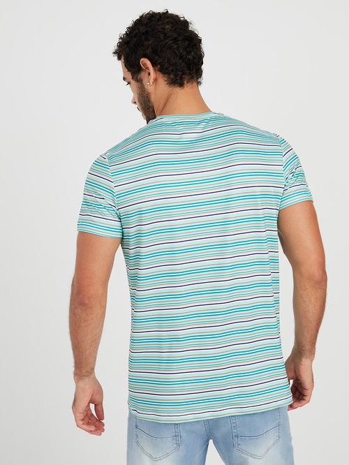 Striped round neck t shirt cheap