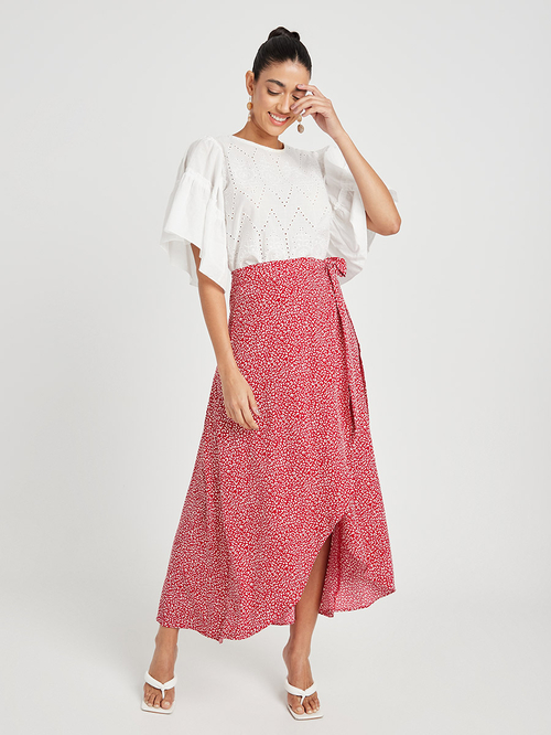 Animal print wrap maxi skirt sale