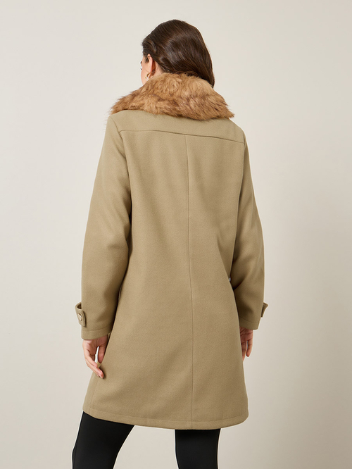 Longline faux fur collar coat on sale