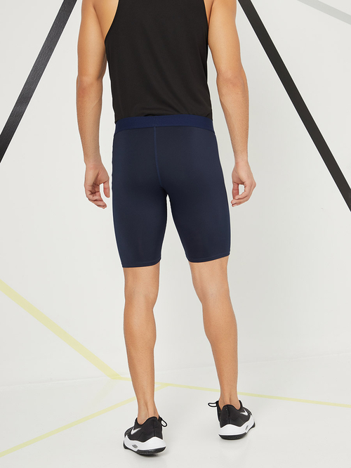 Buy Solid Compression Shorts Navy Blue For Men Styli UAE