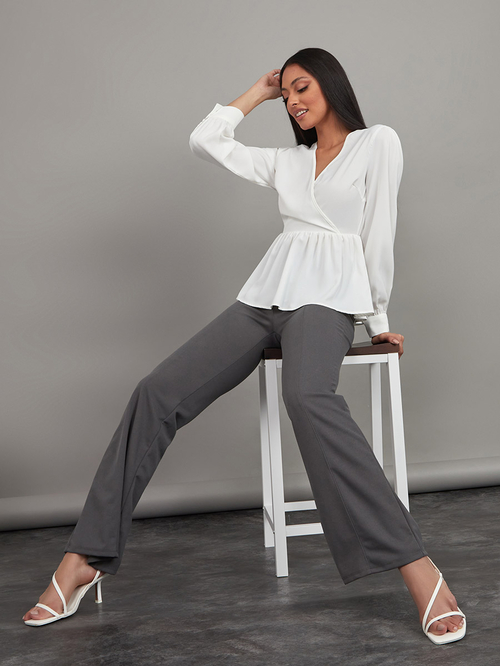 Plain peplum top outlet