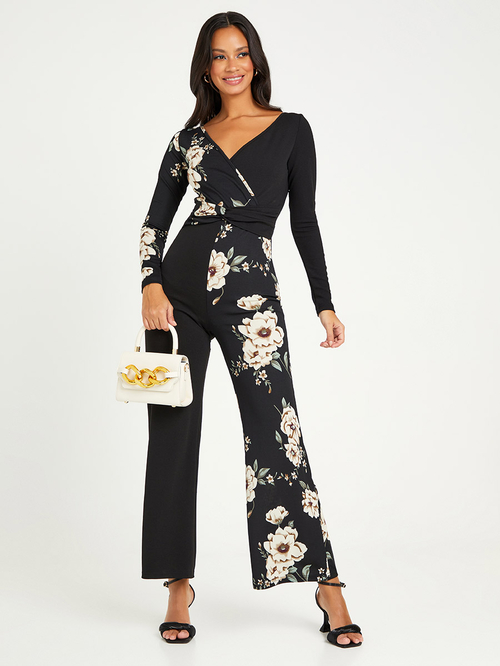 Long sleeve floral jumpsuit store