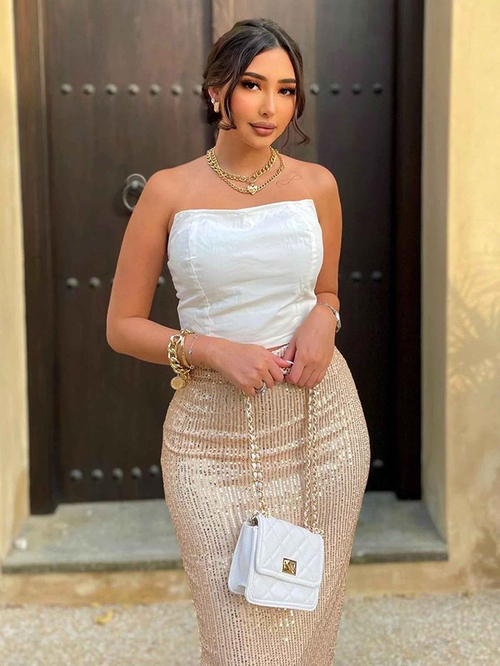 Bodycon gold skirt outlet