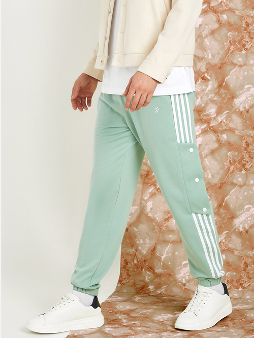 Buy Side Stripe Button Detail Track Pants Green For Men Styli Saudi