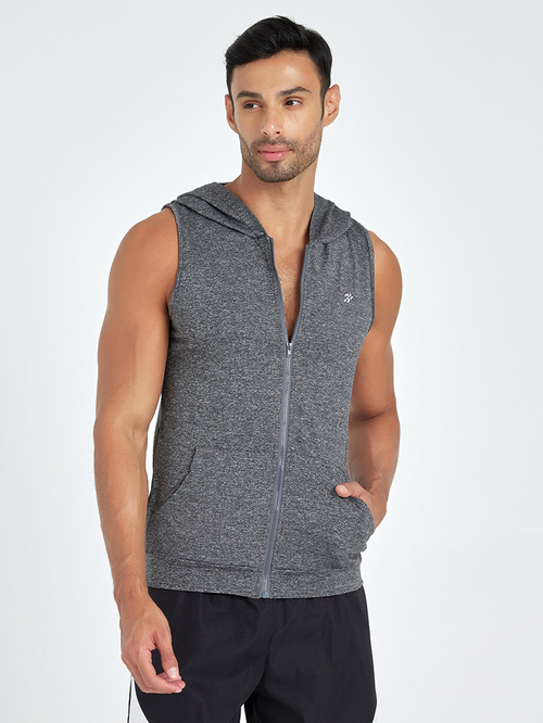 Sleeveless full clearance zip hoodie