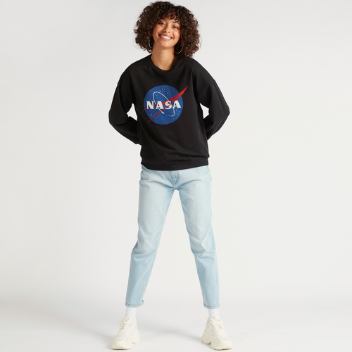 Buy Nasa Print Crew Neck Sweatshirt Black For Women Styli Kuwait
