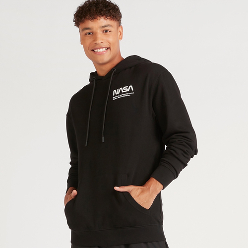 Buy NASA Print Pullover Hoodie with Front Pocket Black For Men Styli UAE