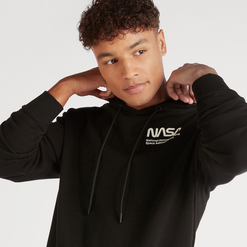 Buy NASA Print Pullover Hoodie with Front Pocket Black For Men Styli Kuwait