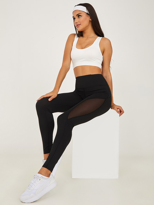 Buy Side Mesh Panel Active Leggings Black For Women Styli Saudi
