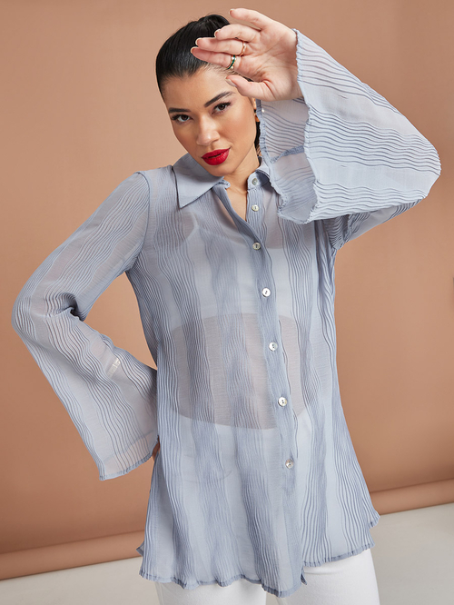 Sheer longline shirt top