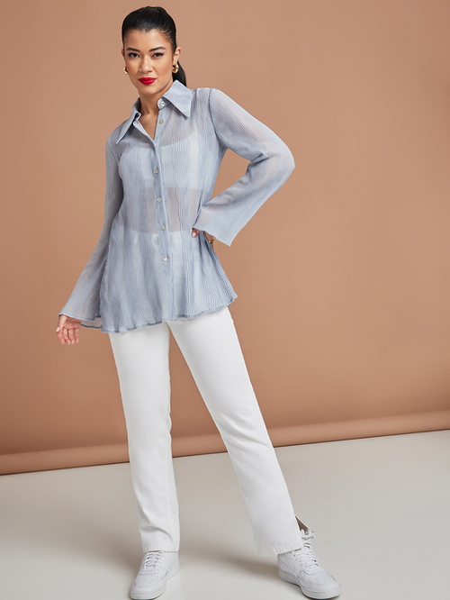 Sheer longline shirt cheap