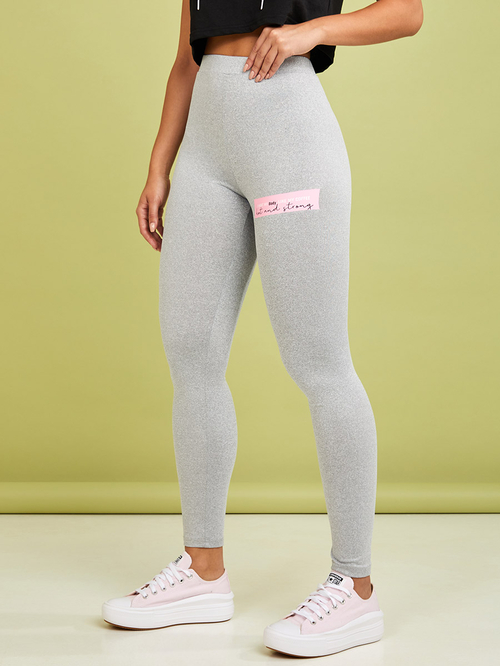 Buy I Want My Body Like My Coffee Slogan Print Active Leggings Grey For Women Styli Saudi