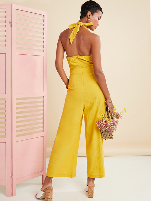 Yellow gold jumpsuit cheap