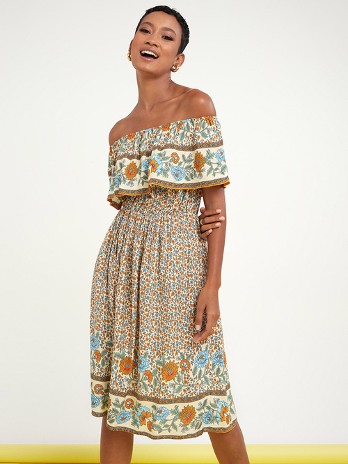Boho knee length dress clearance