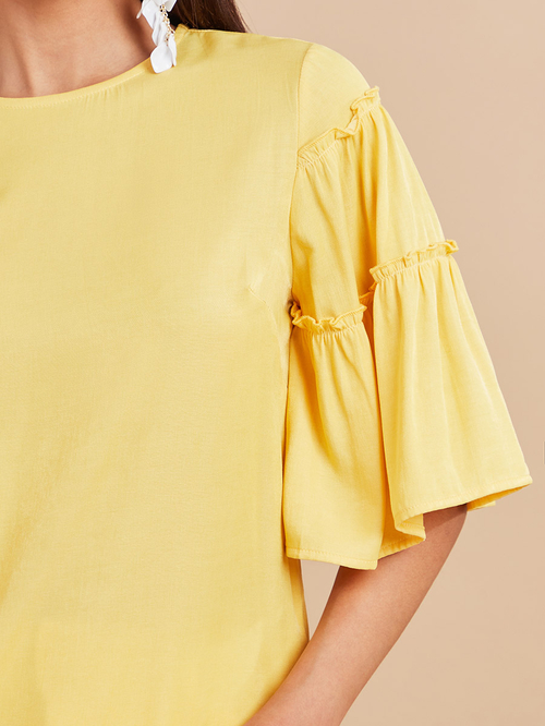 Yellow bell sleeve blouse outlet