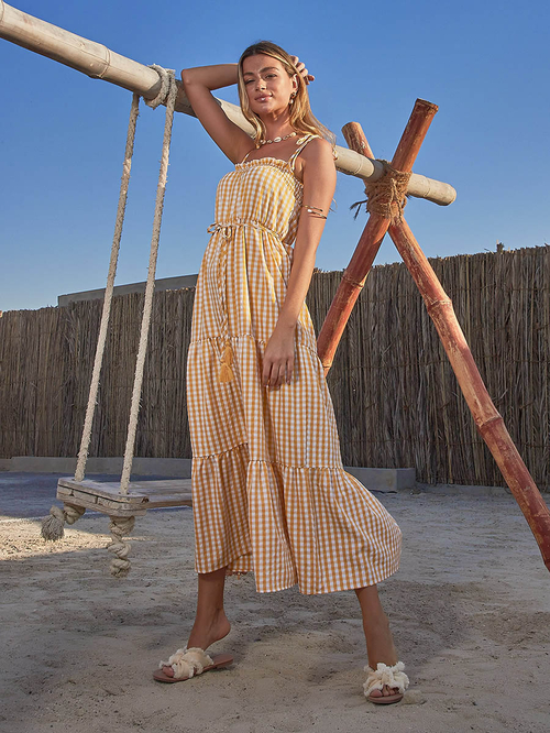 Strappy gingham dress discount