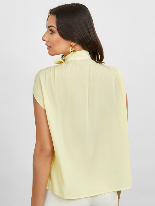 Yellow tie neck blouse new arrivals