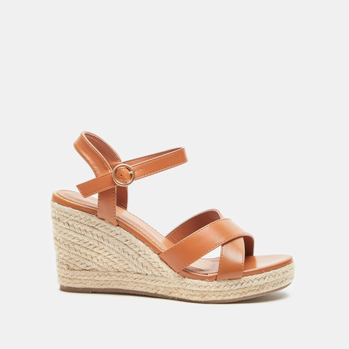 Ankle strap wedge top heels