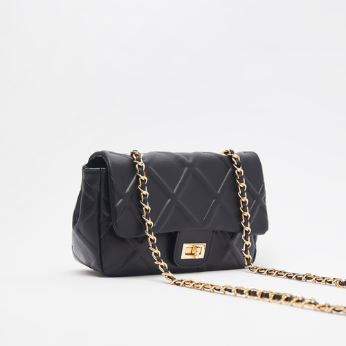 Buy Quilted Crossbody Bag with Chain Strap and Twist Lock Closure Black For Default Category Styli Saudi