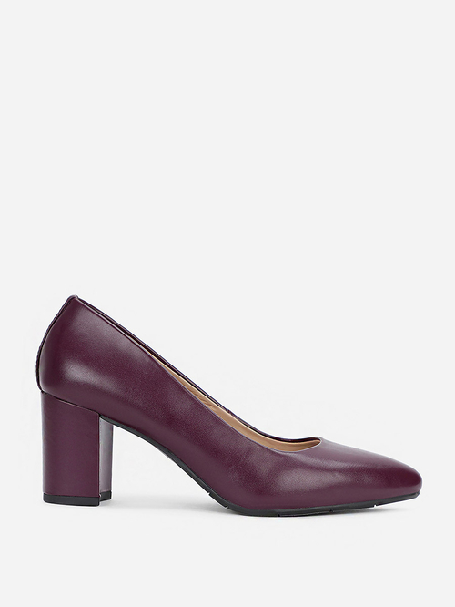 Burgundy block heel pumps deals