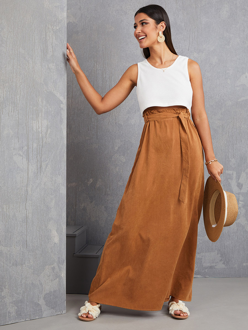 Maxi skirt tie waist shop