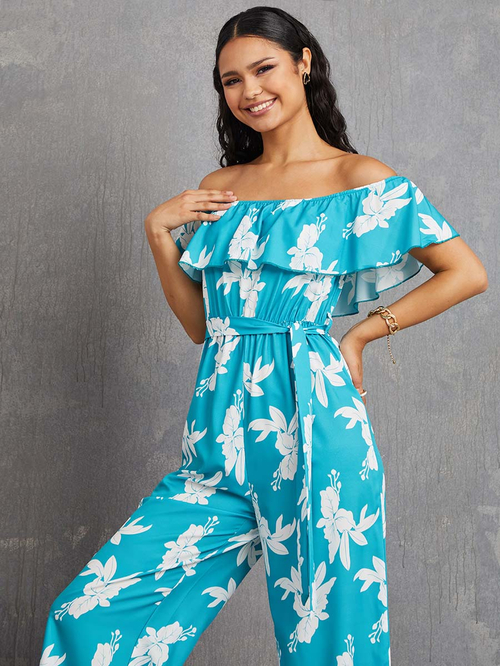 Off shoulder jumpsuit floral clearance