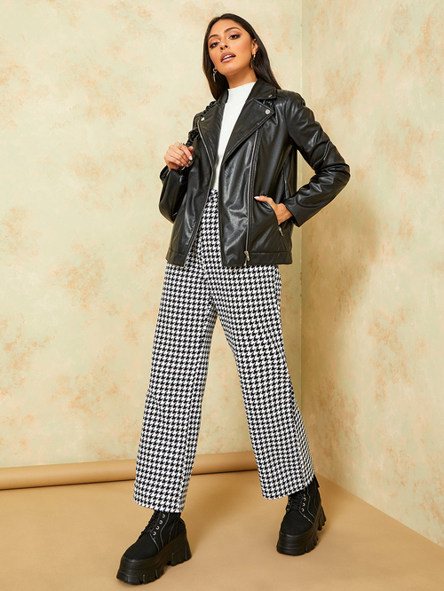 Checkered biker jacket discount