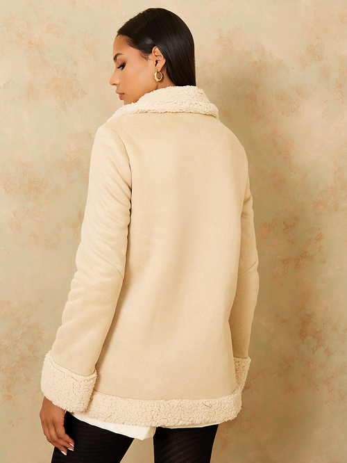 Longline faux suede biker jacket top