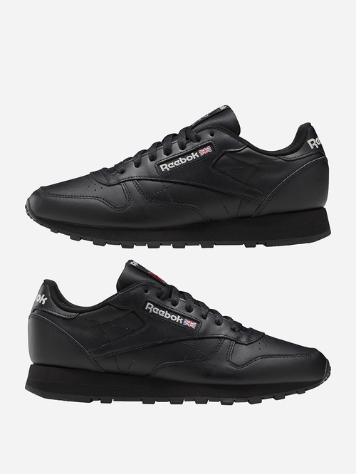 Black leather sports shoes outlet