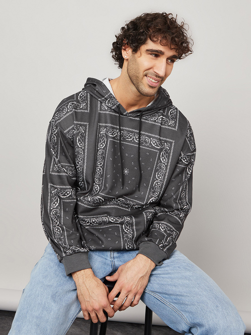 Buy Paisley Print Boxy Fit Hoodie Multi For Men Styli Saudi