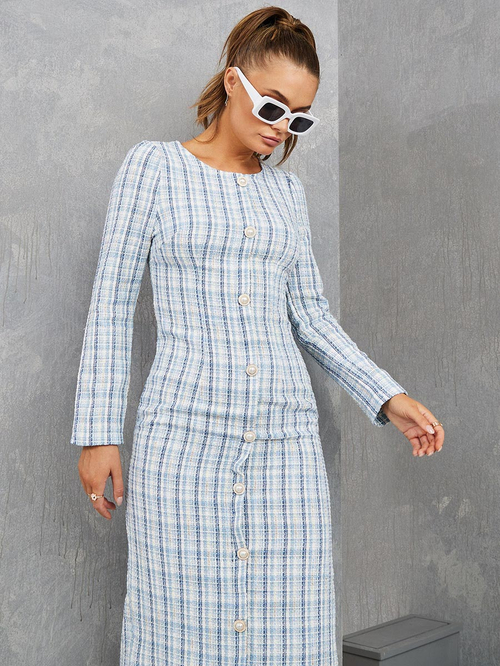 Tweed long dress cheap
