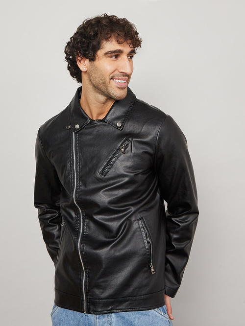 Leather Look Classic Biker Jacket