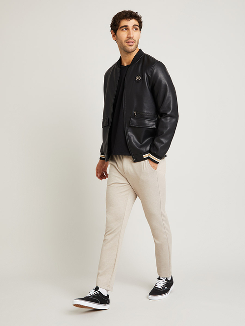 Leather look bomber jacket online