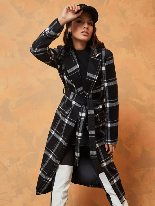 Plaid overcoat women's store