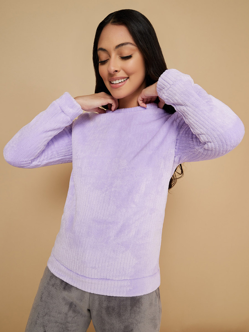 Fleece long sleeve pyjama top shop