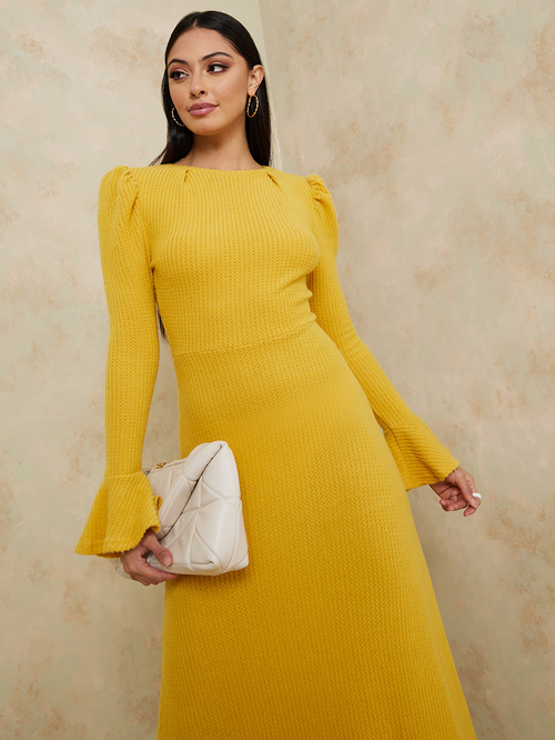 Yellow winter dress top