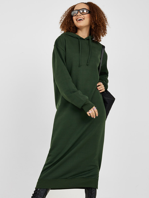 Midi hooded sweatshirt dress online