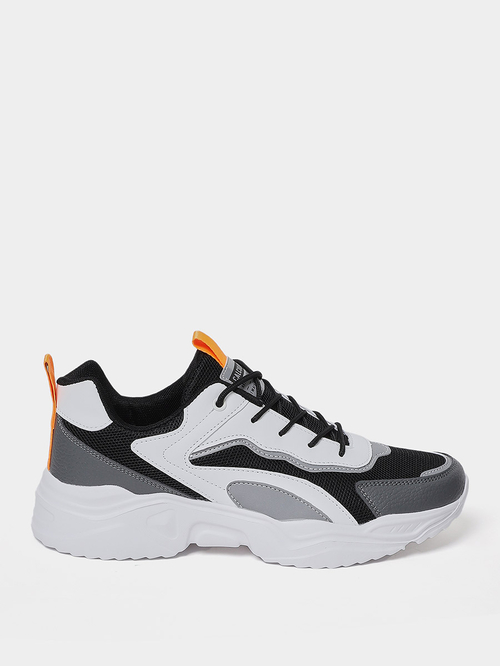 Buy Textured Chunky Sole Lace Up Sneakers Multi For Men Styli UAE