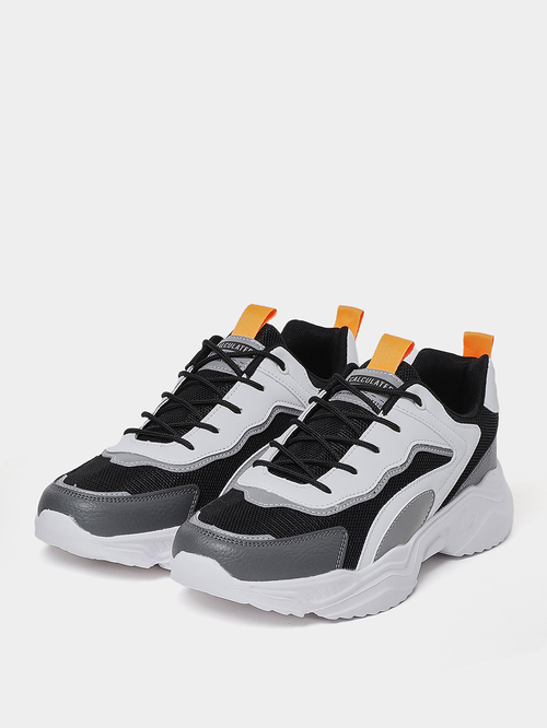 Buy Textured Chunky Sole Lace Up Sneakers Multi For Men Styli UAE
