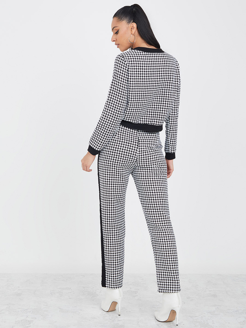 Buy Houndstooth Long Sleeves Tweed Top and Trouser Co Ord Set Multi For Women Styli Kuwait