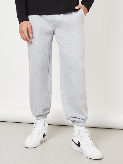 Buy Relaxed Fit Terry Jogger with Cuffed Hem Grey For Men Styli UAE