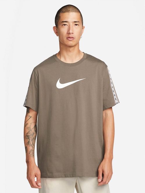 Buy NSW Repeat Taping Print T Shirt Brown For Men Styli Saudi