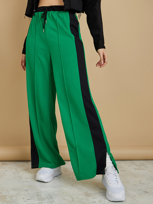 Buy Side Stripe Wide Leg Trouser Green For Women Styli Saudi