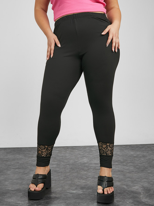 Lace panel leggings online