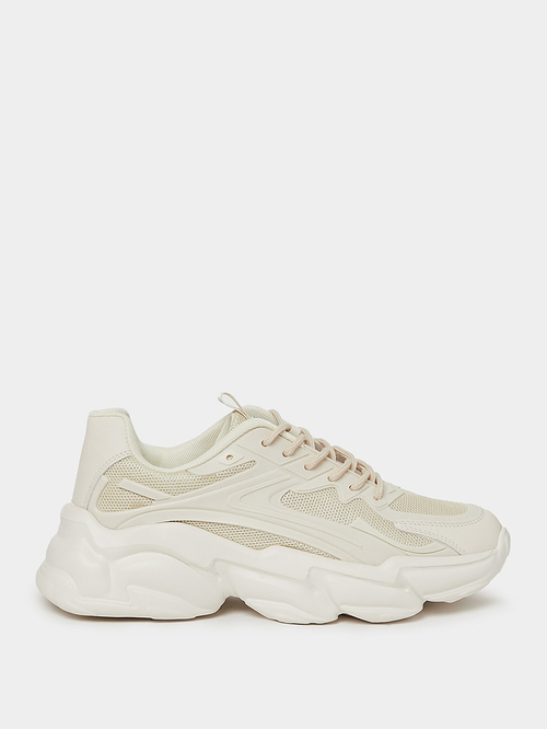 Buy Chunky Lace Up Sneakers Beige For Men Styli Kuwait