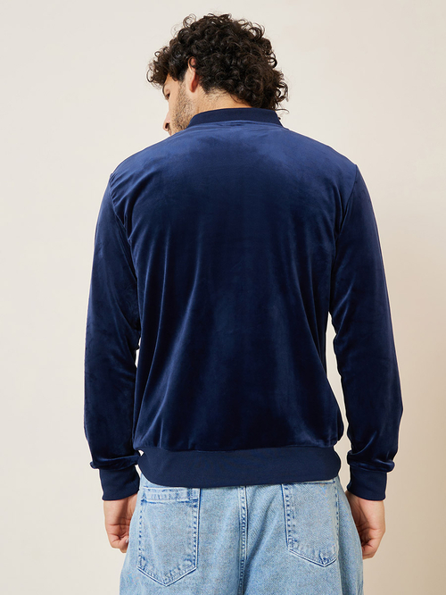 Blue velvet bomber jacket mens clearance