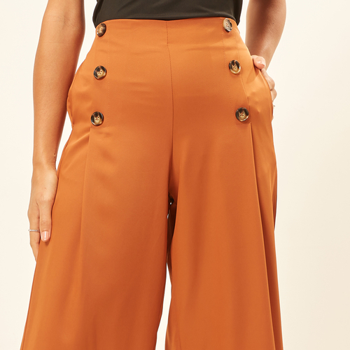 Wide leg trousers with button detail 2025