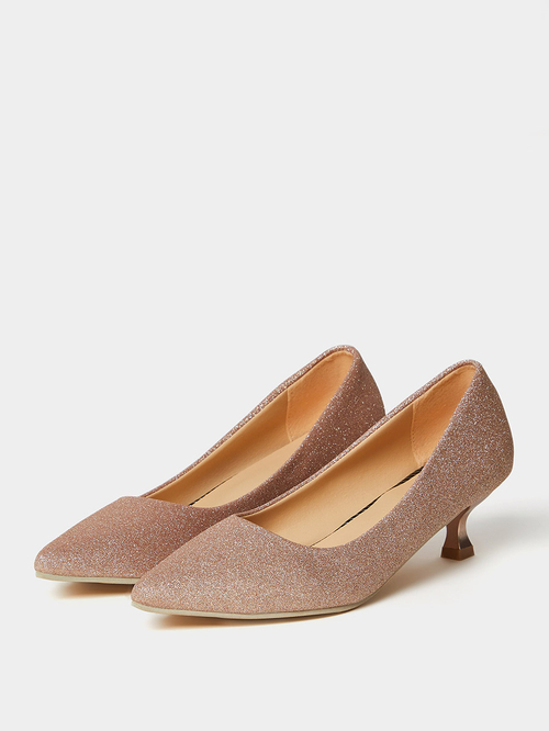 Buy Glitter Look Low Heel Occasion Pumps Light Pink For Women Styli UAE