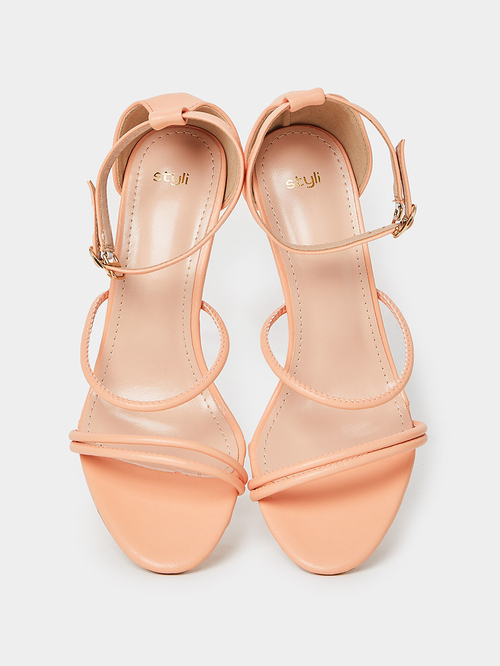 Buy Ankle Strap High Heel Sandals Peach For Women Styli UAE